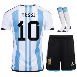 MAILLOT ARGENTINE 3 ETOILES MESSI ENFANT DOMICILE 2022-23