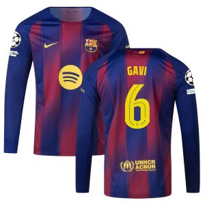 Maillot Barca Domicile 2025 2026 Gavi Manches Longues UCL
