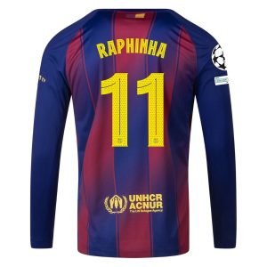 Maillot Barca Domicile 2025 2026 Raphinha Manches Longues UCL