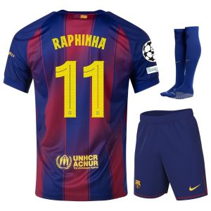 Maillot Kit Enfant Barca Domicile 2025 2026 Raphinha UCL