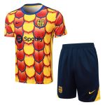 Ensemble Maillot Short Barca 2024 2025 Jaune Rouge