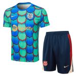 Ensemble Maillot Short Barca 2024 2025 Vert Bleu