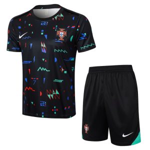 Ensemble Maillot Short Portugal 2024 2025 Noir Motif