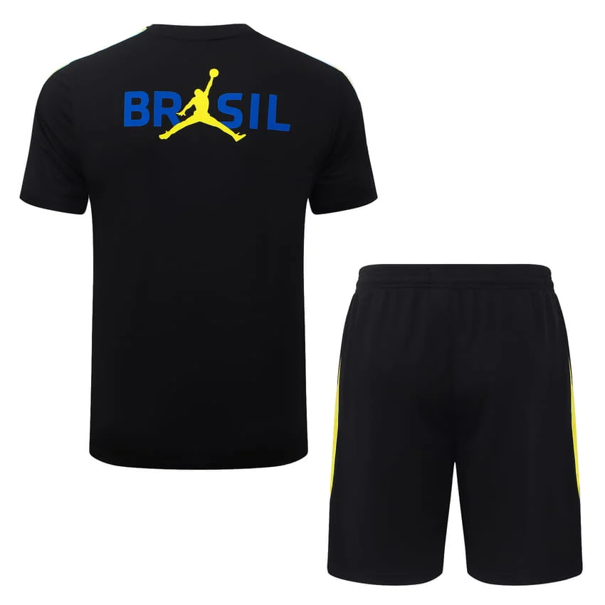 Ensemble Maillot Short Bresil 2026 2027 Noir Jaune