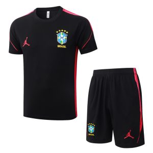 Ensemble Maillot Short Bresil 2026 2027 Noir Rouge