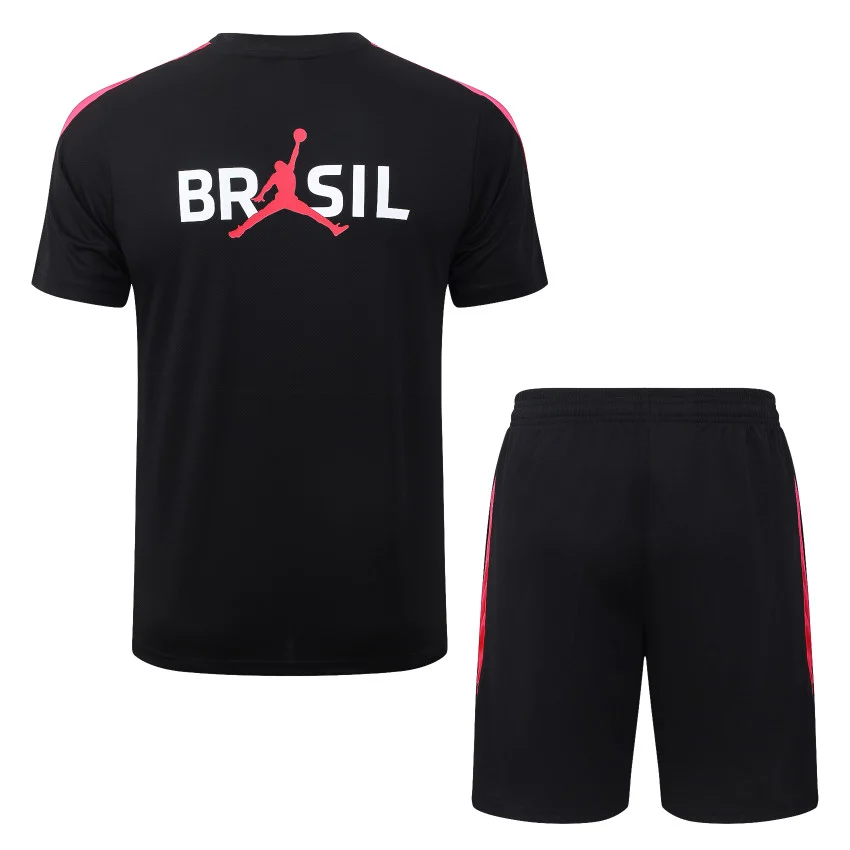 Ensemble Maillot Short Bresil 2026 2027 Noir Rouge